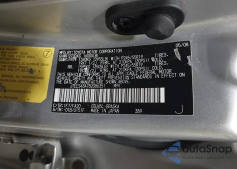 2008 Toyota Highlander Sport из США, поврежденный, VIN JTEES43A782086351